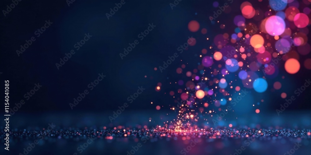 Abstract Glowing Particles Falling onto a Glittering Surface, Evoking Feelings of Magic and Wonder Abstract Glowing Particles Falling onto a Glittering Surface, Evoking Feelings of Magic and Wonder