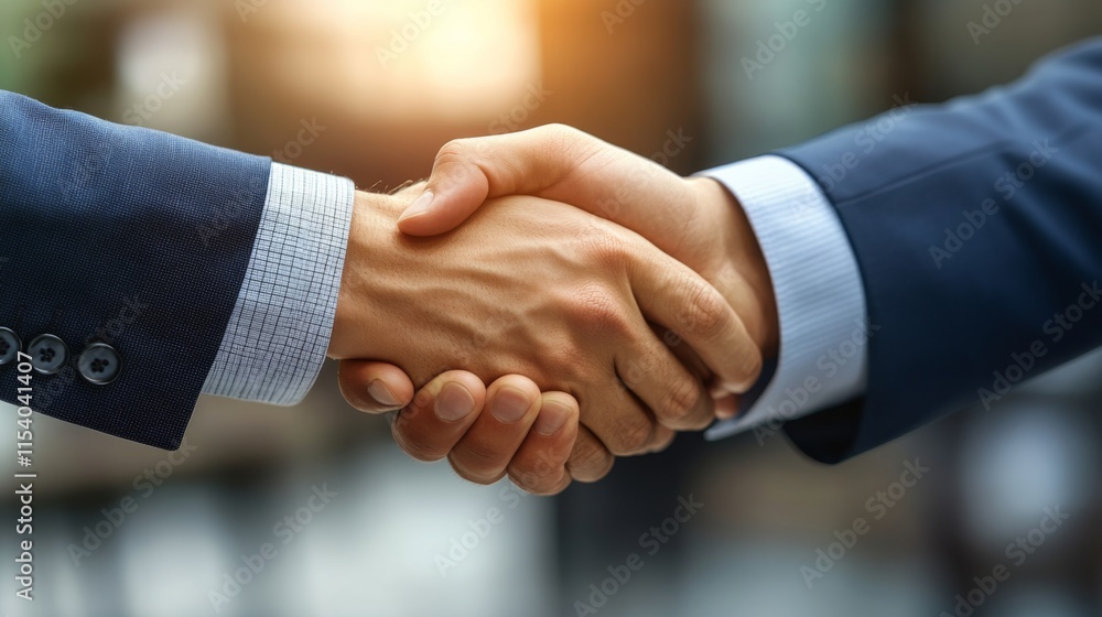 Close-Up of Two Businessmen Shaking Hands in a Professional Setting, Symbolizing Partnership, Cooperation, and Successful Deal in a Modern Office Environment Close-Up of Two Businessmen Shaking Hands in a Professional Setting, Symbolizing Partnership, Cooperation, and Successful Deal in a Modern Office Environment