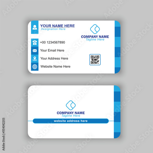 modern business card design with light blue and blue colour combination 