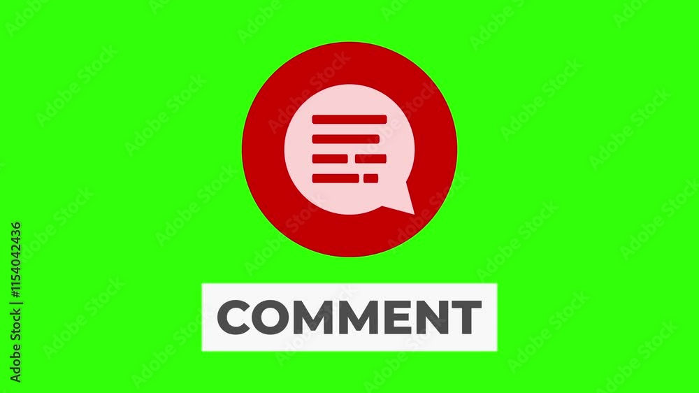 Comment button animation for a video channel. Set against a green background Comment button animation for a video channel. Set against a green background