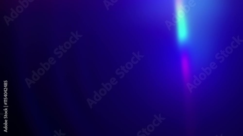 Vertical Blue Light Leak Loop: A vibrant vertical beam of blue light creates a striking light leak effect, seamlessly looping for video overlays. 3D render