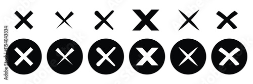 Set of Cross mark icon collection. Denied, not accept, cross mark symbol. Vector Illustration.