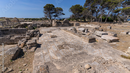 Tableau sur toile ruins of Nora, ancient Roman Punic city, Pula, southern Sardinia