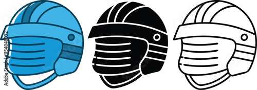 Protective Headgear Blue, Black, and Outline Helmet Designs