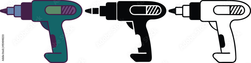 Cordless Drill Icons Green, Black, White Power Tool Designs Cordless Drill Icons Green, Black, White Power Tool Designs
