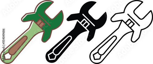 Adjustable Wrenches Tools, Repair, Maintenance, Green, Black, White