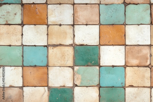 Wallpaper Mural Vintage Colorful Square Tiles, A Timeless Architectural Detail Torontodigital.ca