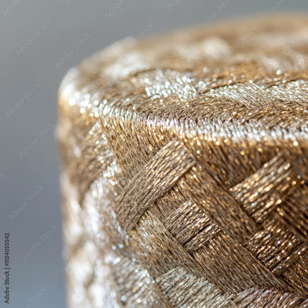 Obraz premium Close-up of woven, metallic gold textured fabric.