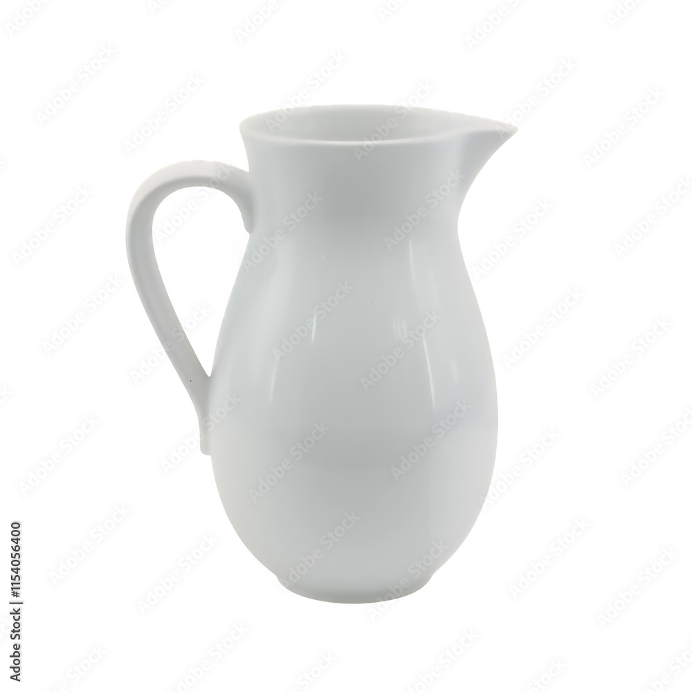 Elegant White Ceramic Creamer Jug Simple Design isolated on transparent background Generative Ai. Elegant White Ceramic Creamer Jug Simple Design isolated on transparent background Generative Ai.