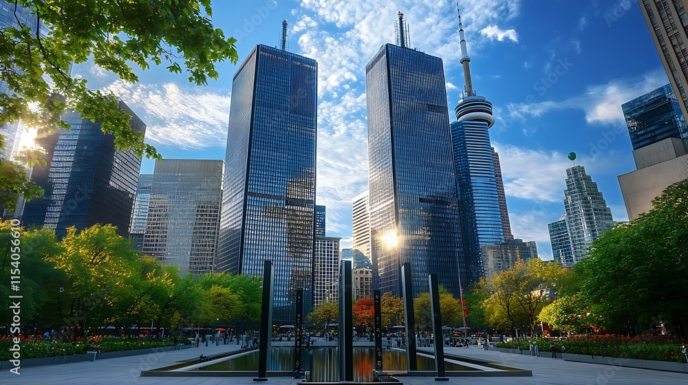 Fototapeta premium Chicago downtown skyscrapers at dusk