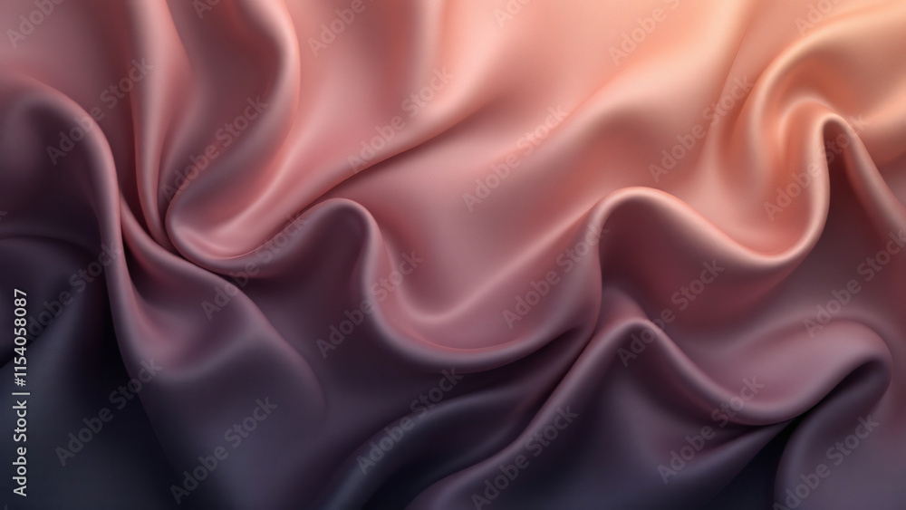 Fototapeta premium Pink silk satin. Gradient. Metal. Wavy folds. Glossy cloth surface. Beautiful lilac pink background with space for design. copy