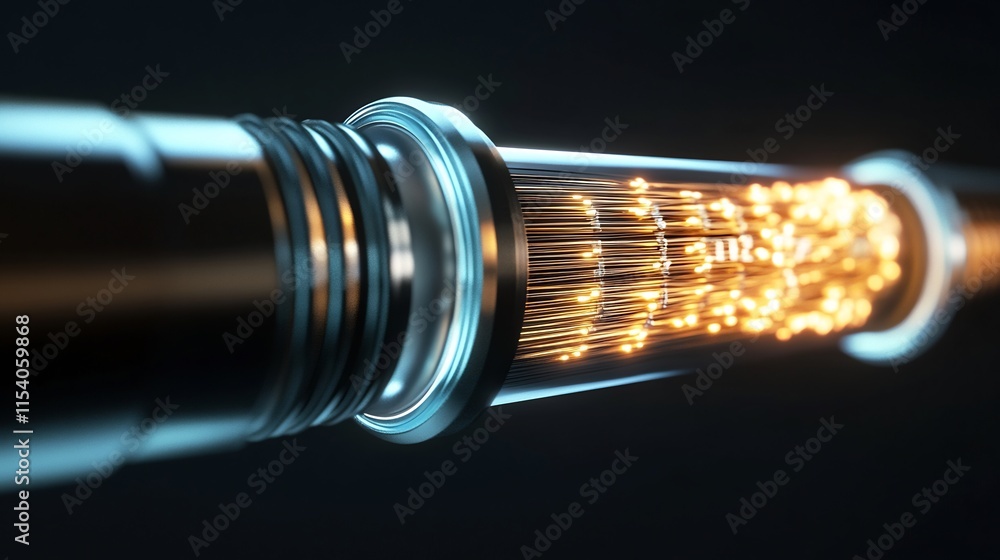 Abstract Futuristic Fiber Optic Cable with Glowing Core Abstract Futuristic Fiber Optic Cable with Glowing Core