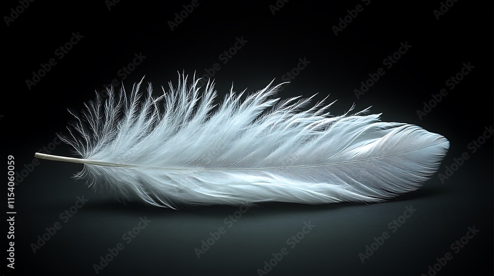 Obraz premium A Single White Feather Against A Dark Background