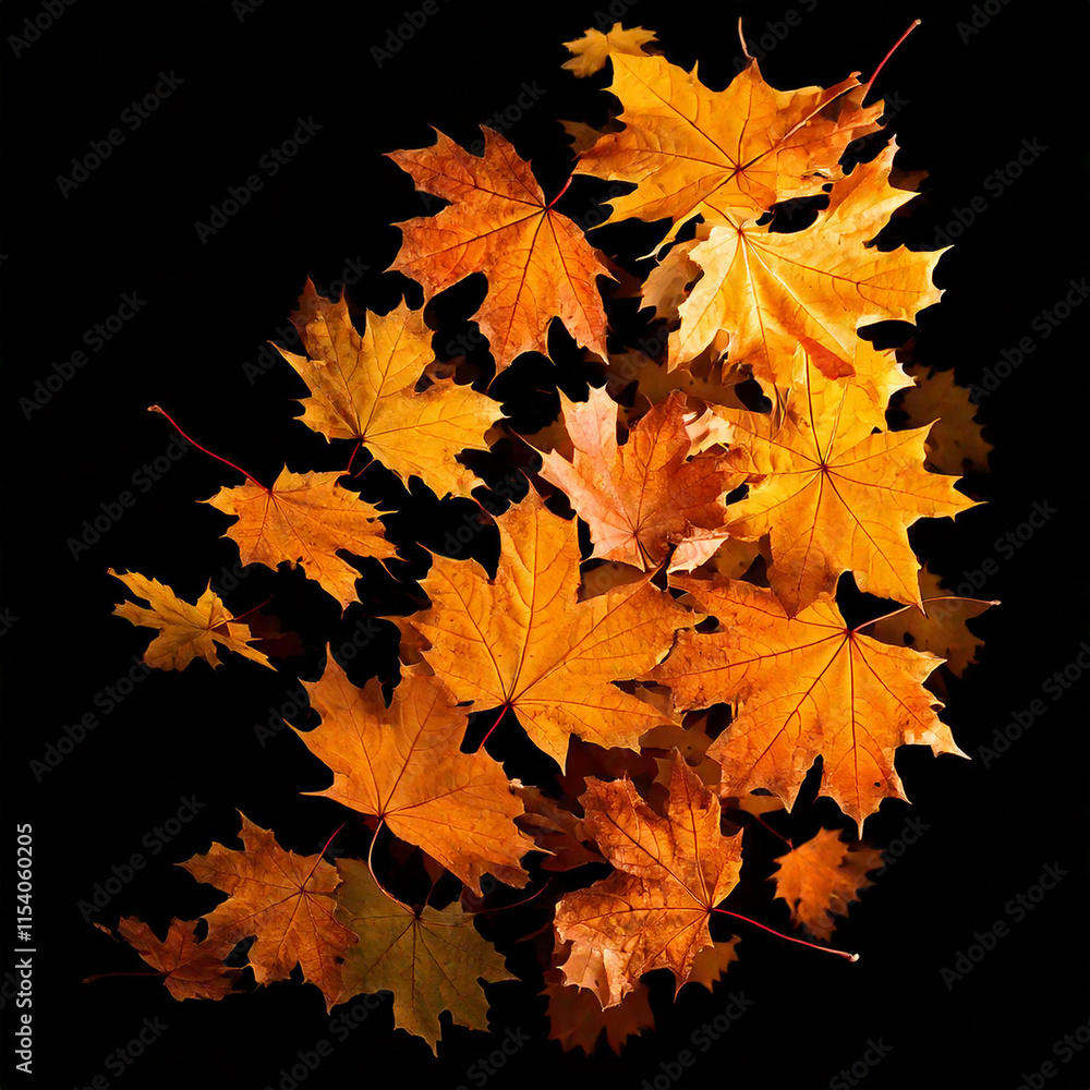 Fototapeta premium autumn maple leaf in isolated white background falling autumn leaves is highlighted on a white background: Generative AI. 