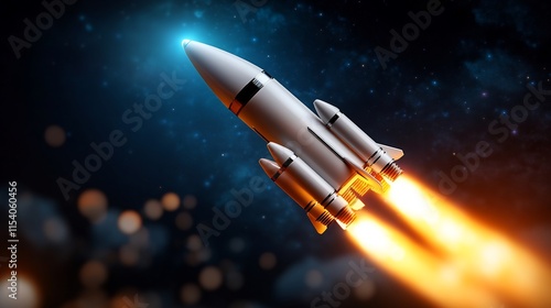 Wallpaper Mural Futuristic Rocket Launching into the Cosmos: A Space Odyssey Torontodigital.ca