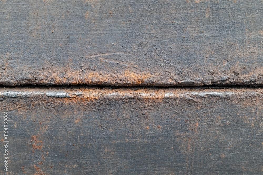 Naklejka premium A Deep Dive into the Rusted Metal Texture. A Striking Industrial Surface with a Complex Pattern of Corrosion and Weathered Marks. A Close-Up of a Metal Plate with Welding Marks and Rust
