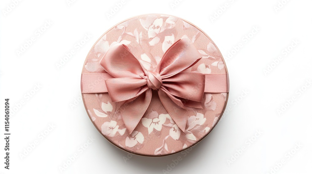 Elegant round gift box with bow on top isolated on white background ready for surprise celebration packaging and special occasions Elegant round gift box with bow on top isolated on white background ready for surprise celebration packaging and special occasions