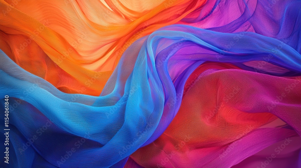Obraz premium Vibrant Multicolored Flowing Fabric Drapery Abstract Background