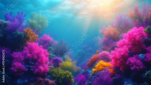 Wallpaper Mural Vibrant coral reef underwater scene. (3) Torontodigital.ca