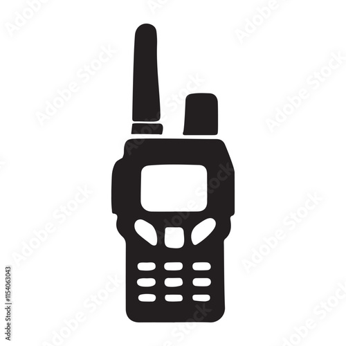 Black Silhouette Illustration of a Portable Two-Way Radio