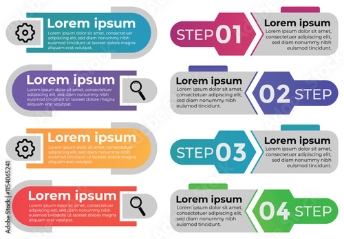 Modern Infographic slides presentation elements template. Business Process and step diagram. Data visualization timeline process infographic.