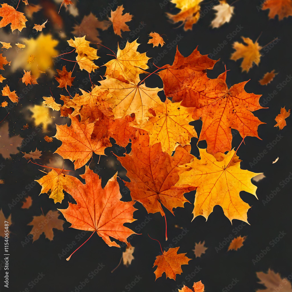 Fototapeta premium autumn maple leaf in isolated white background falling autumn leaves is highlighted on a white background: Generative AI. 
