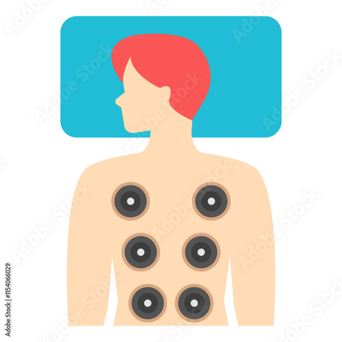 A colored design icon of cupping therapy