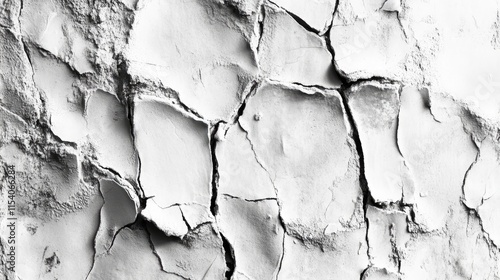 Textured cracked surface in monochrome highlighting a distressed and rough background perfect for design and artistic applications. photo