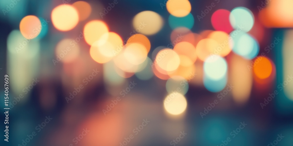 Blurred bright glowing lights of district in megapolis under dusk sky in evening on blurred background Blurred bright glowing lights of district in megapolis under dusk sky in evening on blurred background