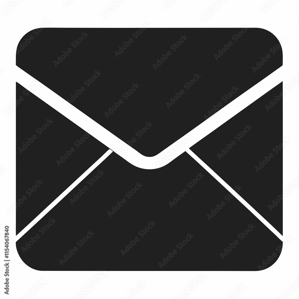 Email Envelope Black Silhouette Vector Email Envelope Black Silhouette Vector