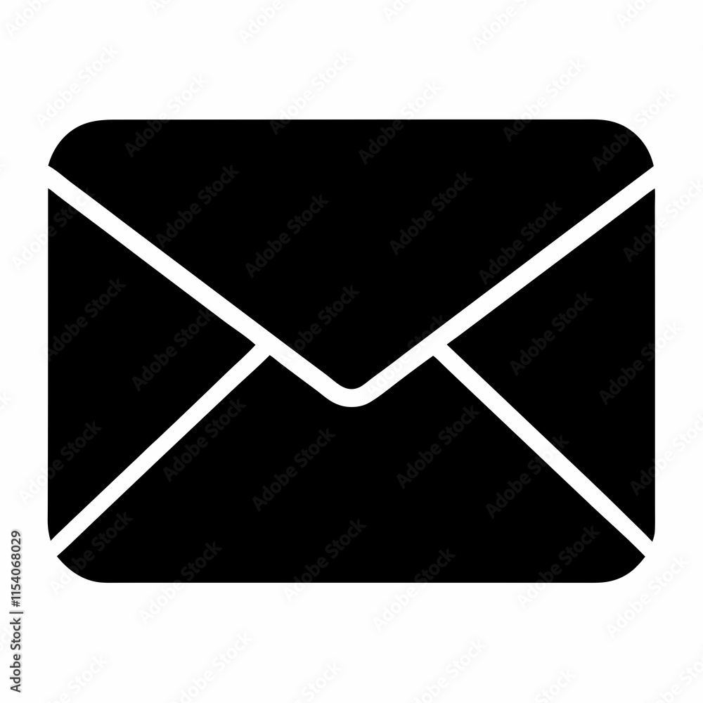Email Envelope Black Silhouette Vector Email Envelope Black Silhouette Vector