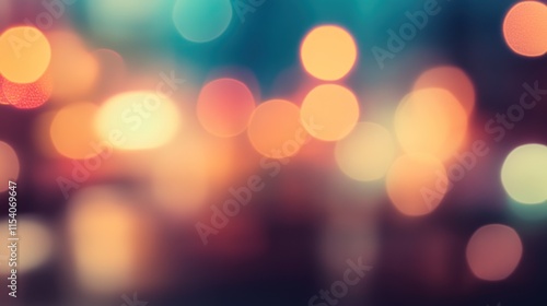 Blurred bright glowing lights of district in megapolis under dusk sky in evening on blurred background