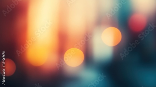Blurred bright glowing lights of district in megapolis under dusk sky in evening on blurred background