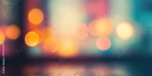 Blurred bright glowing lights of district in megapolis under dusk sky in evening on blurred background