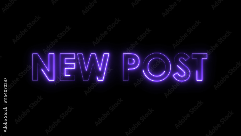 New post neon bright purple color 4k illustration on black background. New post neon bright purple color 4k illustration on black background.