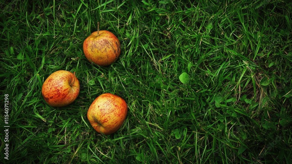 decayed apples scattered on lush green grass in a natural outdoor setting showcasing nature's cycle of decay and renewal decayed apples scattered on lush green grass in a natural outdoor setting showcasing nature's cycle of decay and renewal