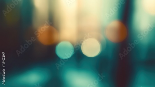 Blurred bright glowing lights of district in megapolis under dusk sky in evening on blurred background