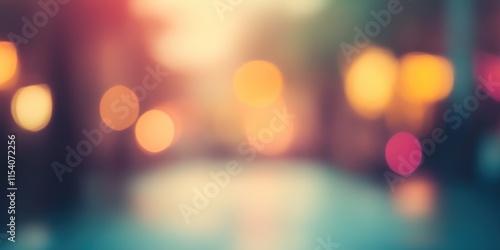 Blurred bright glowing lights of district in megapolis under dusk sky in evening on blurred background