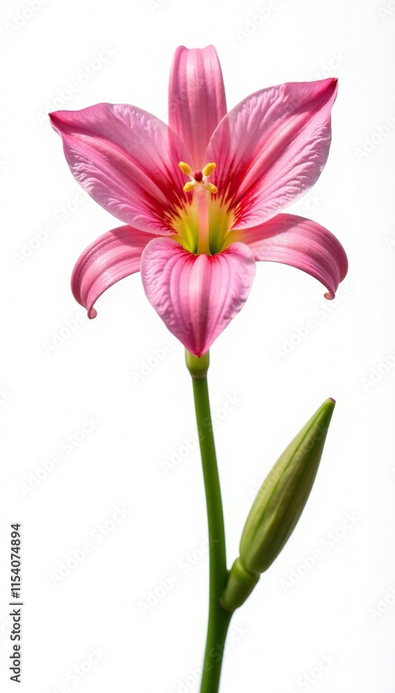 Flower of Laelia rubescens in isolation on white background, simple, floral Flower of Laelia rubescens in isolation on white background, simple, floral