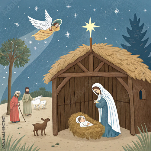 nativity scene with christmas nativity scene
