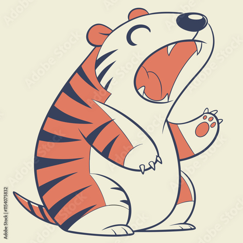 Cute Little Creature with Tiger Stripes and Bear Features