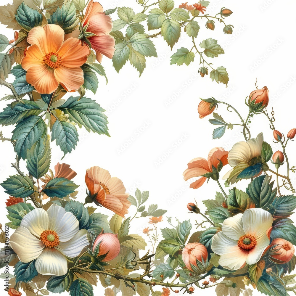 Naklejka premium A flowery border with a white background