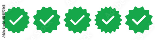 Whatsapp verified profile badge. Green verified whatsapp account icon. Social media account verification icon. Green check mark sign. Guaranteed safety person sign. Approved tick profile - vector