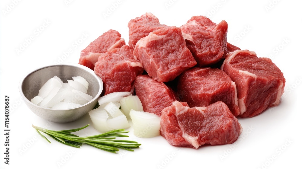 Fresh Lamb Chops with Chopped Onions and Green Herbs Ready for Cooking Fresh Lamb Chops with Chopped Onions and Green Herbs Ready for Cooking