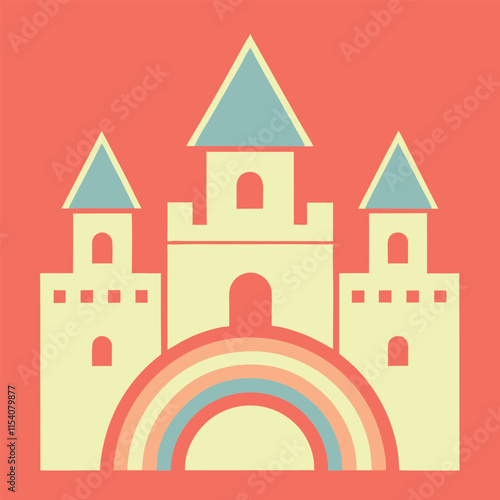 Castle watercolor simple design illustration