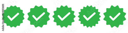 Whatsapp verified profile badge. Green verified whatsapp account icon. Social media account verification icon. Green check mark sign. Guaranteed safety person sign. Approved tick profile - vector