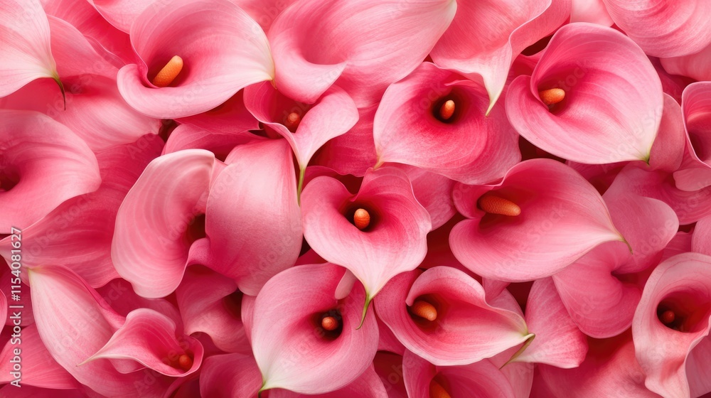 Fototapeta premium Pink Calla lilies background texture for cards gifts or anniversaries showcasing floral beauty in macro photography with ample copy space