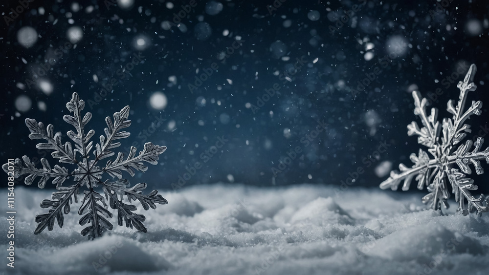 Natural snow with snowflakes on blue background.Winter background Natural snow with snowflakes on blue background.Winter background