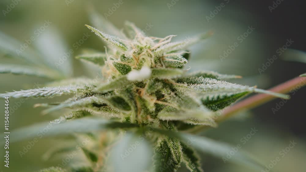 Macro shot of cannabis bud against blur background, showcasing its details and natural texture Macro shot of cannabis bud against blur background, showcasing its details and natural texture