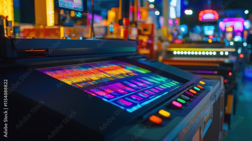 Vibrant Casino Slot Machine Colorful Display Neon Lights Arcade Game Vibrant Casino Slot Machine Colorful Display Neon Lights Arcade Game